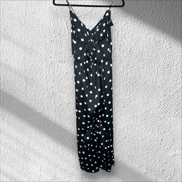 New Victoria’s Secret Black‎ Polka Dot Wide Leg Jumpsuit Size Small  Lounge Sexy - Picture 2 of 11